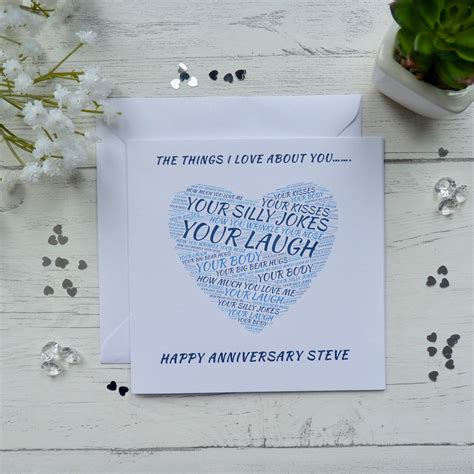 Personalised Things I Love About You Anniversary Card Etsy UK