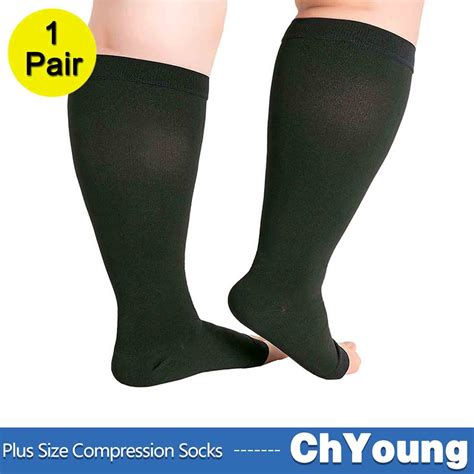 1pack 7xl 15 Open Toe Compression Socks For Men And Women Stockings 20 30mmhg Support