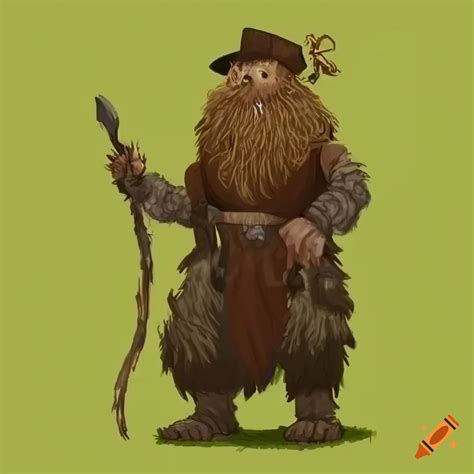 Dandd Artwork Of A Scruffy Druid In Hide Armor With A Rat In His Hat On