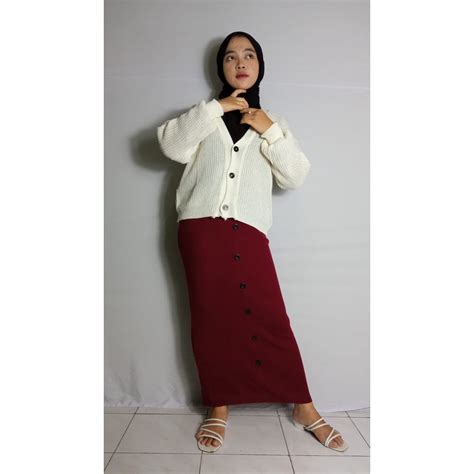 Jual Rok Rajut Kancing Premium Long Knit Maxi Skirt Rok Rajut Gracila Rok Premium Rok