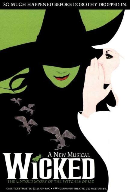 Wicked Broadway Musical Poster Licensed Usa 27 X 40 Theater Size Ebay