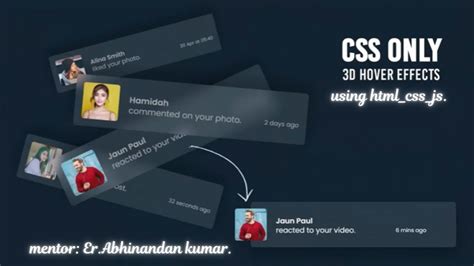 CSS 3D Glassmorphism List Hover Effects Using Html Css Programming