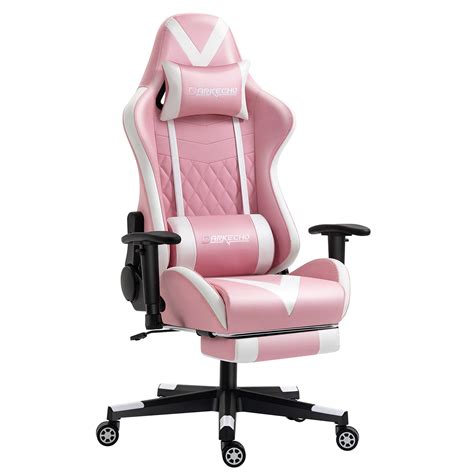Darkecho Pink Gaming Chair With Footrest Massage Racing Office Computer