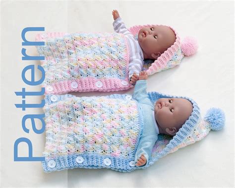 CROCHETING PATTERN PDF Micro Preemie or 15 Doll, Sleep Sac, Hooded Bunthing Blanket, Sleeping ...