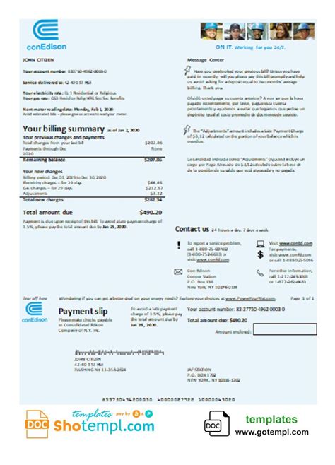 Usa Con Edison Electricity Utility Expense Template In Word And Pdf