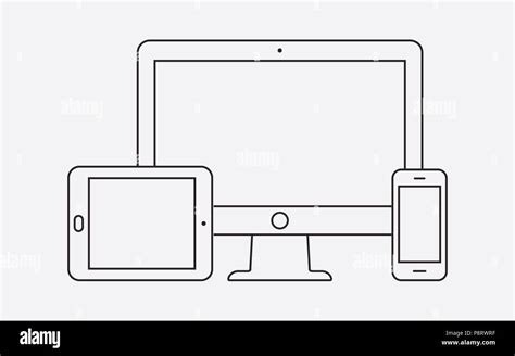 Modernos Dispositivos Digitales Icono De L Nea Delgada Ilustraci N