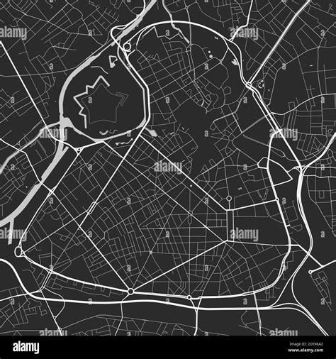 Urban city map of Lille. Vector illustration, Lille map grayscale art ...