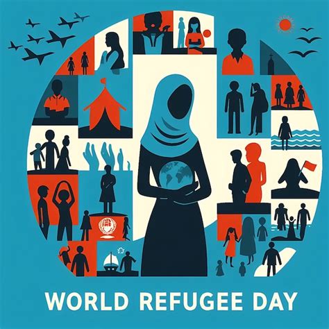 Premium Photo World Refugee Day A Poster For World Day Celebration With People And Planes In