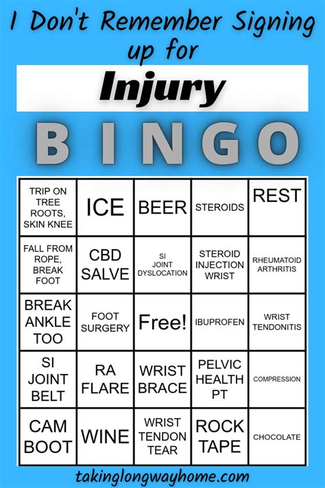 injury bingo card cover