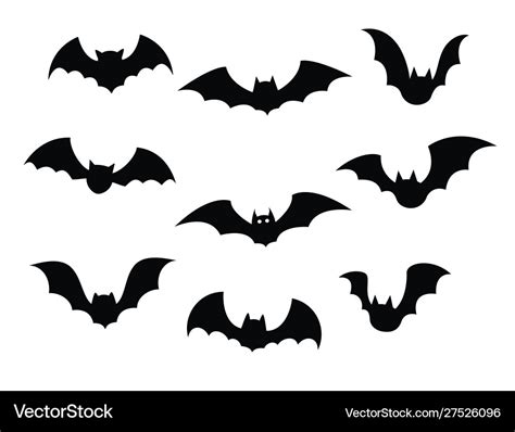 Black Silhouettes Bats Set On White Background Vector Image