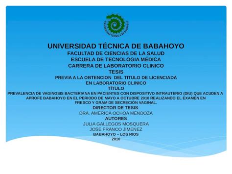 Ppt Universidad T Cnica De Babahoyo Facultad De Ciencias De La Salud