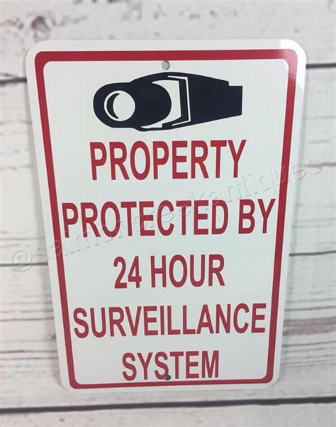 Property Protected By 24 Hour Surveillance System Metal Etsy