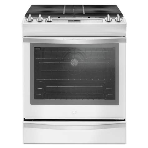 Whirlpool 5 Burner 58 Cu Ft Self Cleaning Slide In Convection Gas Range White Ice Common 30