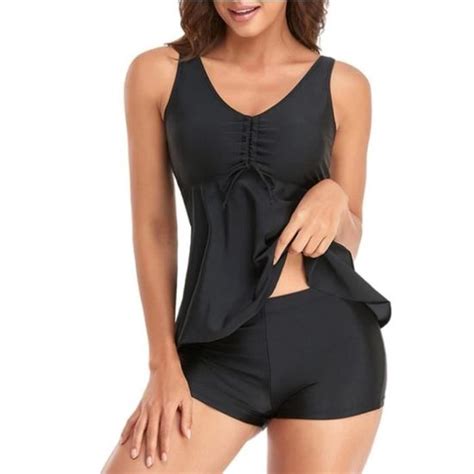 Maillot De Bain Femme 2 Pieces Eté Tankini Maillot De Bain Volants Bikini Set Imprimé Floral