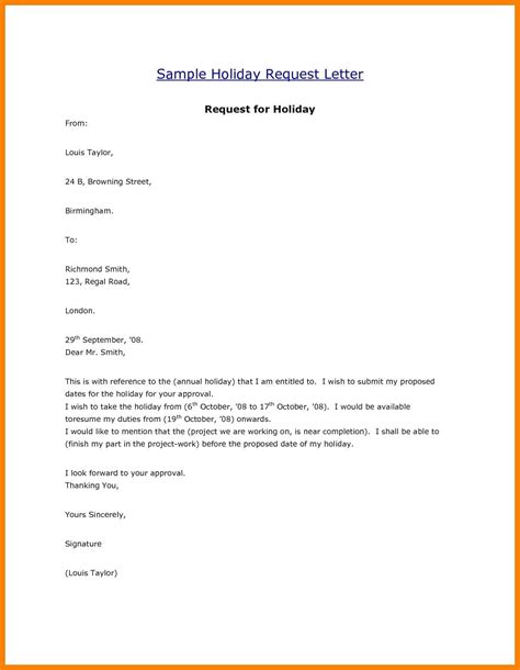 Sample Letter For Vacation Leave For Your Needs Letter Template