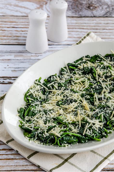 Stir Fried Spinach With Garlic And Parmesan Kalyn S Kitchen