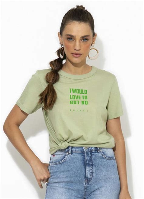 T Shirt De Malha Verde Colcci