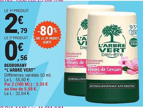 Promo Déodorant l arbre Vert chez E Leclerc iCatalogue fr