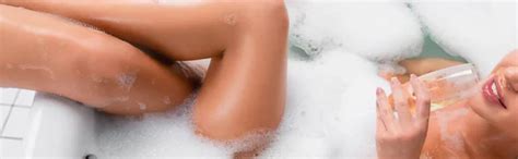 Back View Naked Woman White Towel Sunglasses Taking Bath Holding Stock