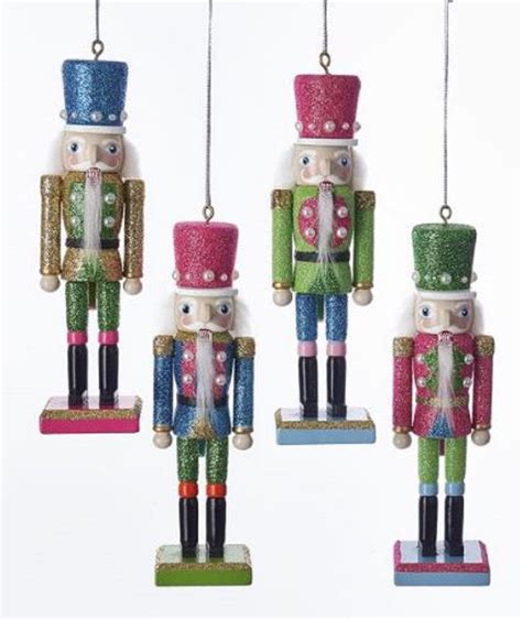 Set of 4 Preppy Bright Color Nutcracker Ornaments With Pearls by Kurt Adler