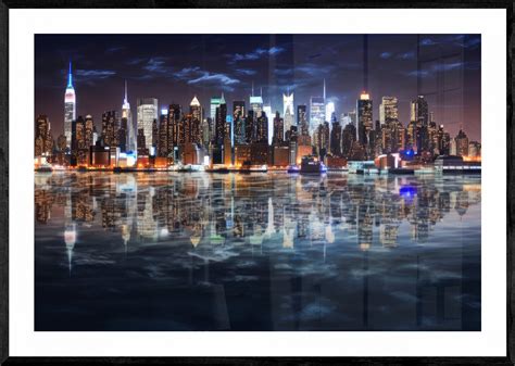 New York City Landscape, New York City at Night, Night Skyline, Digital ...