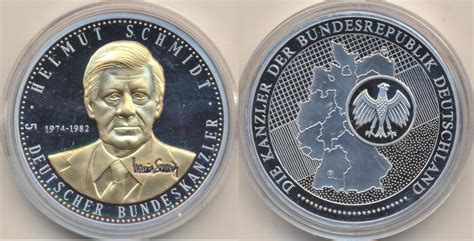 BRD Moderne Medaille Helmut Schmidt Deutscher Bundeskanzler Polierte