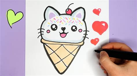 Eis Kawaii Bilder Zum Nachmalen Leicht Kawaii Katze Eis Zeichnen Und