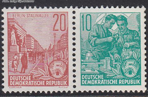 BRIEFMARKEN DDR ZUSAMMENDRUCK MICHEL NR W 7 AUS MHB 7 9 FÜNFJAHRPLAN