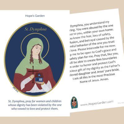 Prayer To St Dymphna Prayer Card Hope S Garden