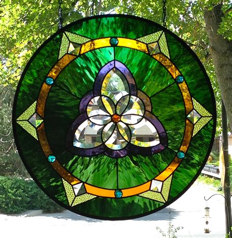 Celtic Illumination Trinity Circle Round Stained Glass Panel Delphi Artist Gallery Celtic