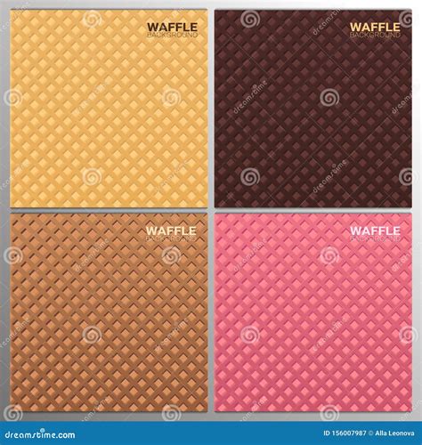 Set Of Colorful Wafer Texture Sweet Food Backgrounds Ice Cream Waffle