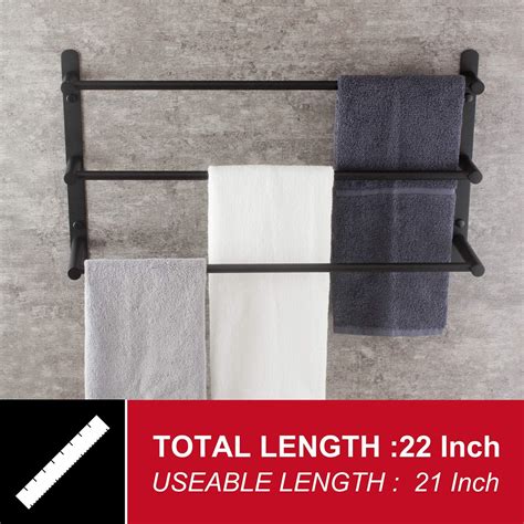 Kokosiri Bath Towel Bars Matte Black Bathroom 3 Tiers Ladder Towel