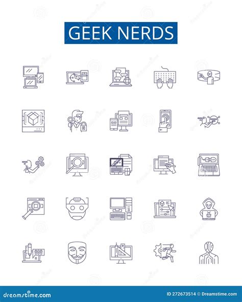 Geek Nerds Line Icons Signs Set Design Collection Of Geek Nerds