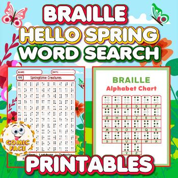 Braille Printed Not Raised Hello Spring Word Search Puzzles Activities