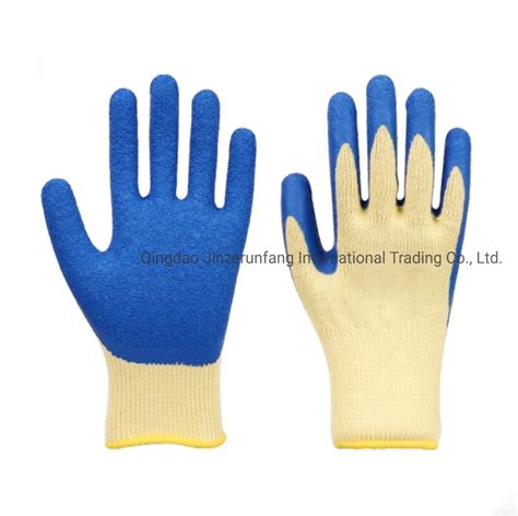 En388 Blue Latex Wrinkled Coated Yellow Polyester Safety Work