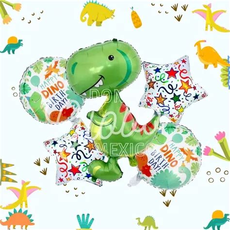 Kit 5 Globos Dinosaurios Metalico T Rex Gigante Cumpleaños en venta en