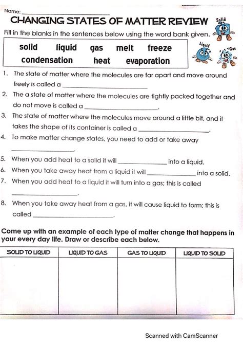 Changing States Of Matter Missing Words Teacher Made Worksheets