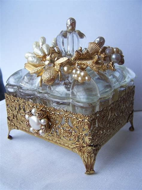 Ooak Jewelry Encrusted Trinket Box Ornate Jewel Box Assembled Art