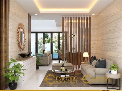 Desain Ruang Tamu Interior Rumah Modern 2 Lantai Ibu Cynthia Angraini