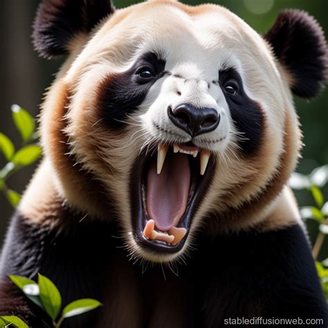 Panda Bear Yawning With Open Mouth Stable Diffusion Online