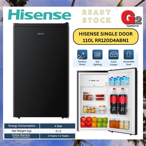 Hisense Authorised Dealer Single Door Refrigerator 110L RR120D4ABN1