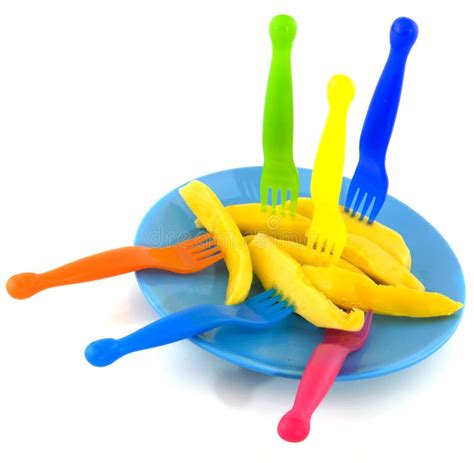 Eating Mango Stock Photo Image Of Forks Picnic Mango 13021562