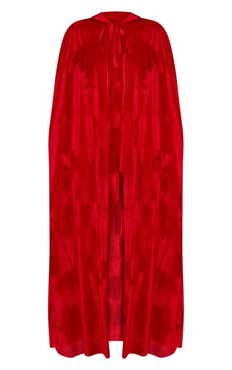 Red Velvet Long Cape Accessories Prettylittlething Ie