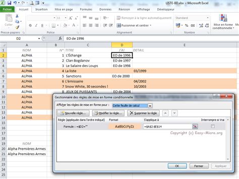 Easy Micro Excel Base Mise En Forme Conditionnelle Formations