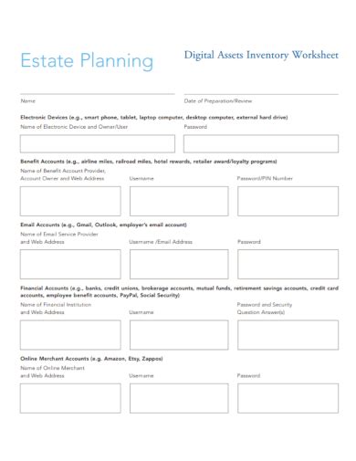 Free 10 Estate Inventory Worksheet Samples In Pdf Doc