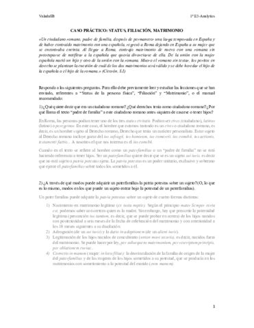 Caso Practico 1 STATUS FILIACION Y MATRIMONIO Pdf