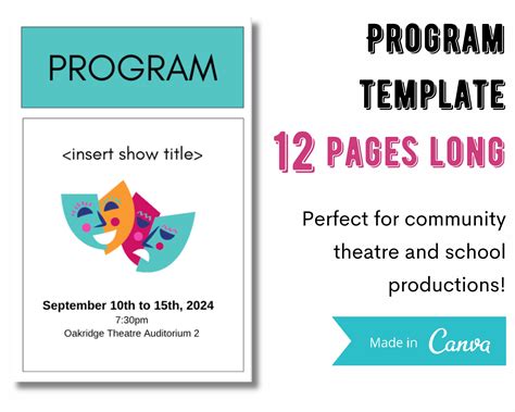 Theatre Playbill, Programme Canva Template | 12-page Printable Program ... 