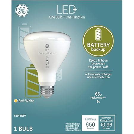 Ge Lighting Led Backup Battery Light Bulb Rechargeable Soft White