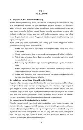 Metode Dan Tehnik Pembelajaran Sosiologi Pdf