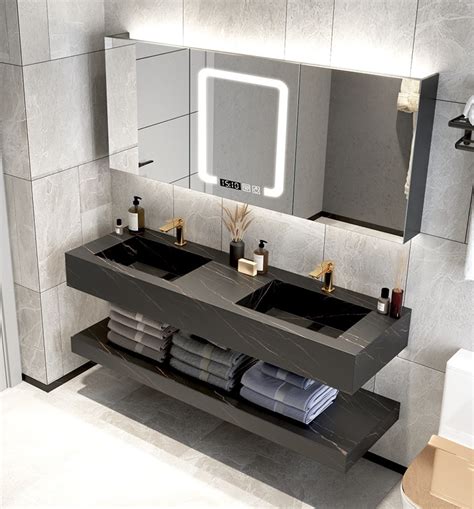 Inch Double Basin Rock Stone Counter Top Bathroom Vanity